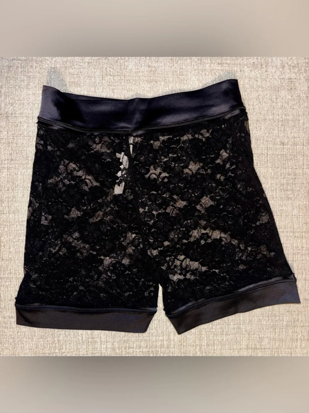 Free People Intimately Small Black Lace Biker Shorts Floral Layering Lounge Goth